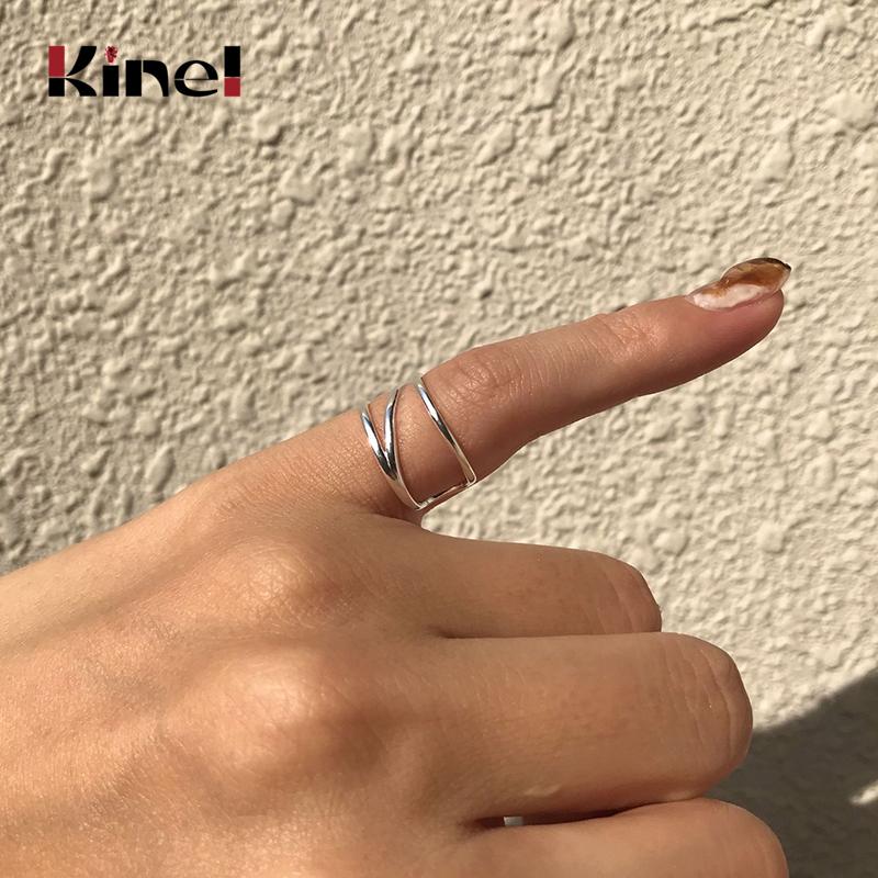 

Cluster Rings Kinel French 2021 925 Sterling Silver Ring Woman Jewelry Minimalist Open Tail, Golden;silver