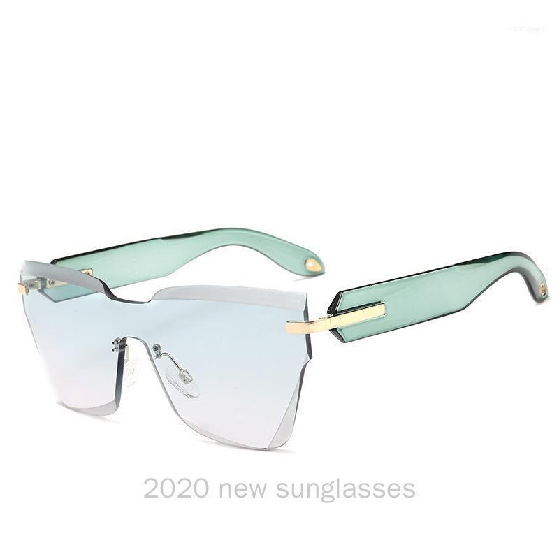 

Sunglasses Large Frame Square Frameless Clear Red Sun Glasses For Women Green Color Shades Eyewear Accessories NX1
