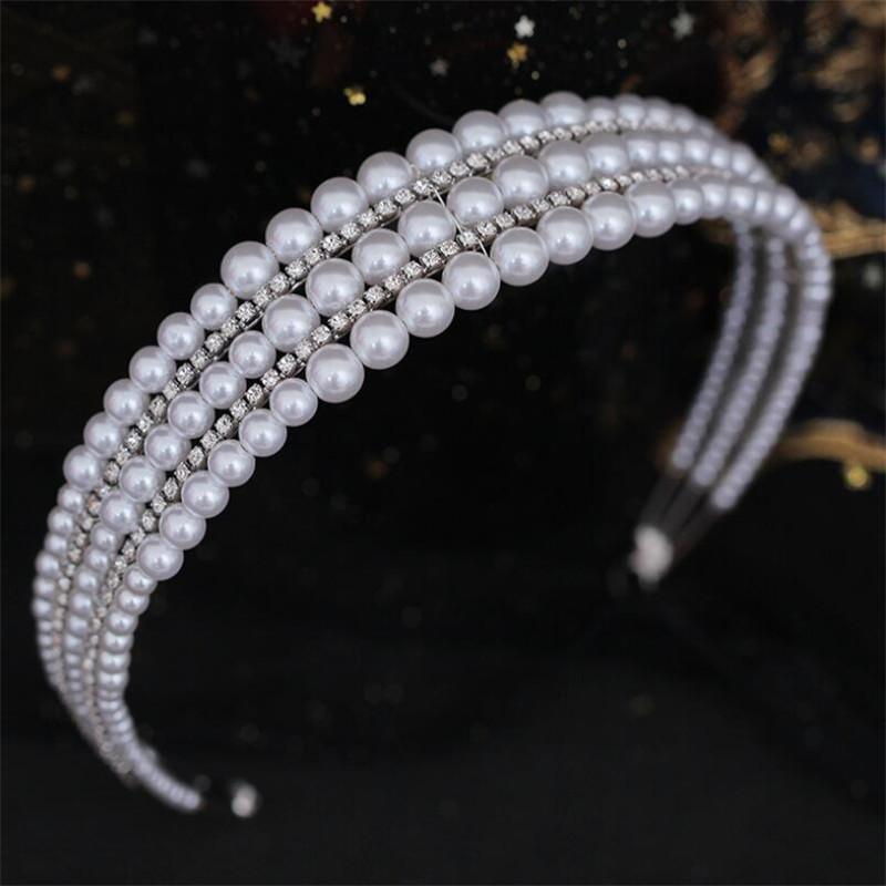

Hair Clips & Barrettes Fashion Pearls Beaded Headbands Bridal Jewelry Party Pageant Wedding Veil Accessories Princess Tiara Crown, Golden;silver