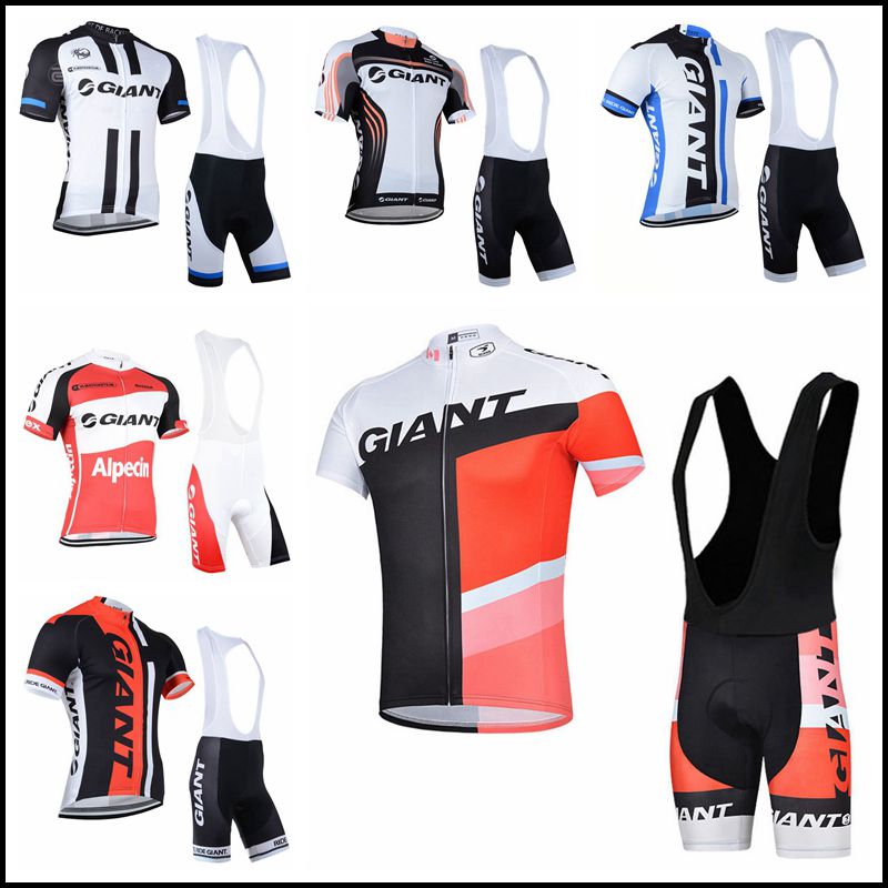 

Summer Pro GIANT team Short Sleeve Men's Cycling Jersey Bib Shorts Set Bike Clothes Ropa Ciclismo Bicycle Clothing kits, Black;red