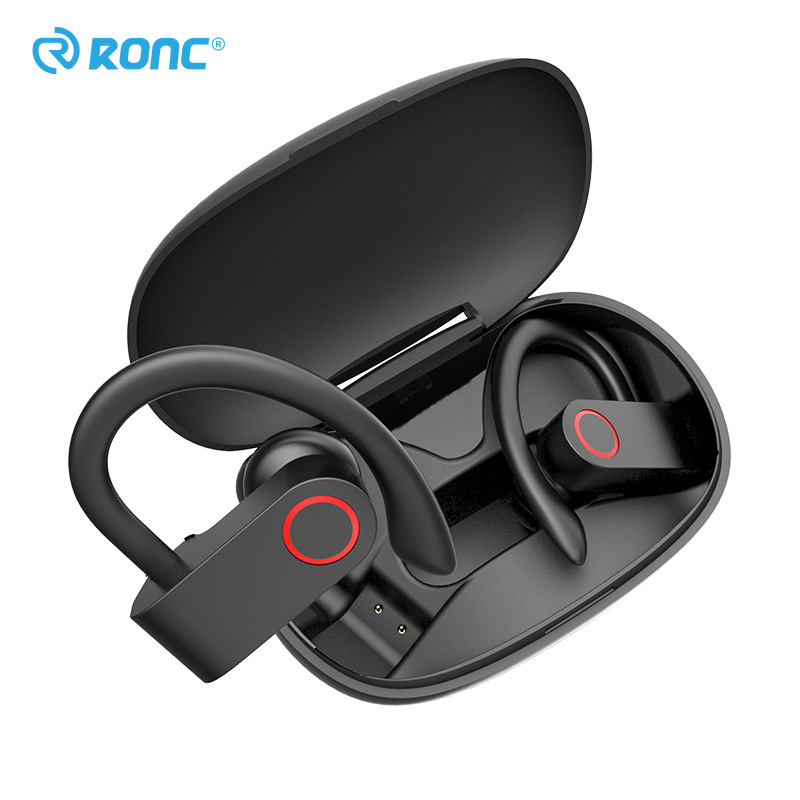 

A9S TWS Wireless Earphones Headphones BT V5.0 True Stereo Headset with Charging Box Waterproof Ear Hook Noise Cancelling Earbuds, Black