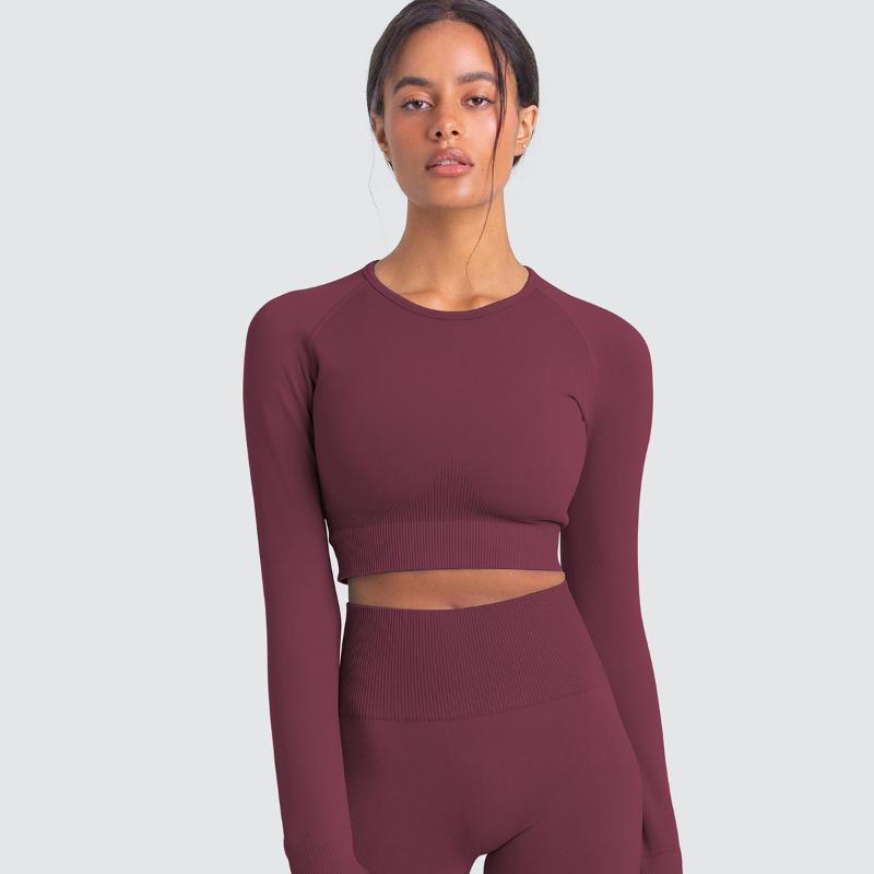 

Seamless Women Yoga Set Fitness Clothing Sports Clothes High Waist Gym Workout Leggings & Long Sleeve Sports Shirts Yoga Suits