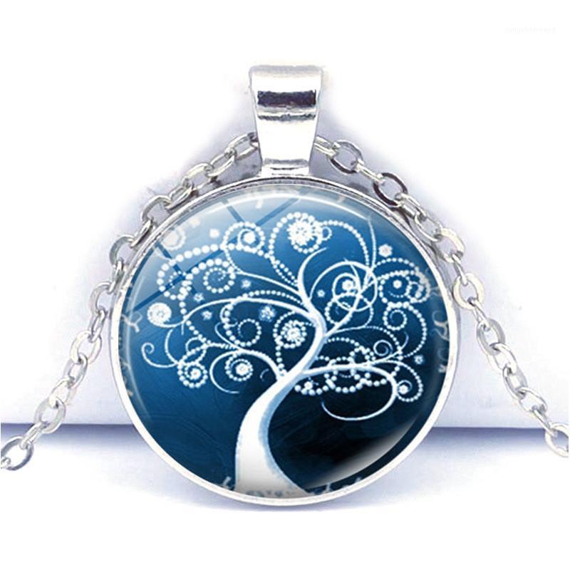 

Chains Fashion Tree Of Life Cabochon Glass Pendant Statement Necklace Sweater Chain Charm Steampunk Jewelry Creative Gifts