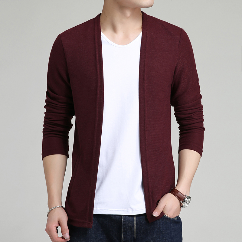 

2021 New Autumn Winter Brand Clothing Fashion Solid Color Slim Fit Cardigan Open Stitch Knitted Sweater Men Yfzl, Black