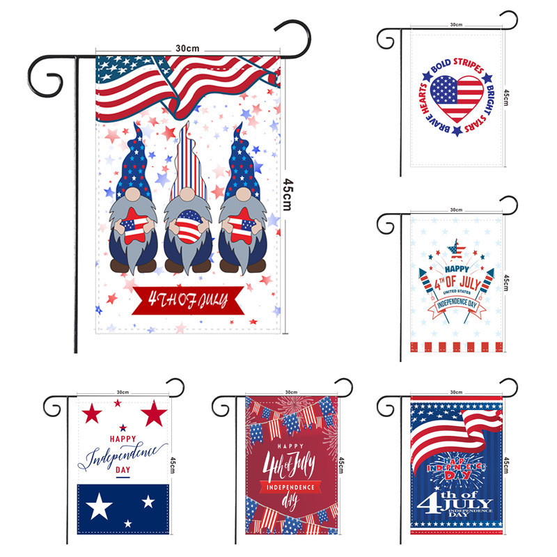 

Happy 4th July Garden Flag Double Sided Pongee American Independence Day Patriotic Memorial Day Yard Decoration