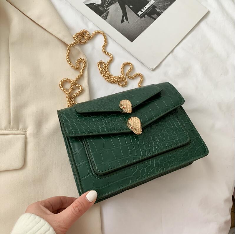 

Factory wholesale women handbag embossed leather chain bag crocodile shoulder bags street trend gold buckle womens messenger handbags