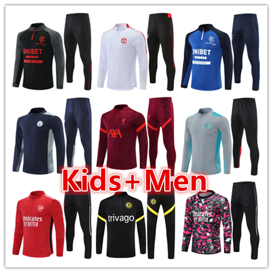 

mens + kids football training suit tracksuits jersey sets 2021 2022 Wanderer chelsea; Arsenal; Tottenham; manchester united City; soccer tracksuit jacket jogging kit, 18