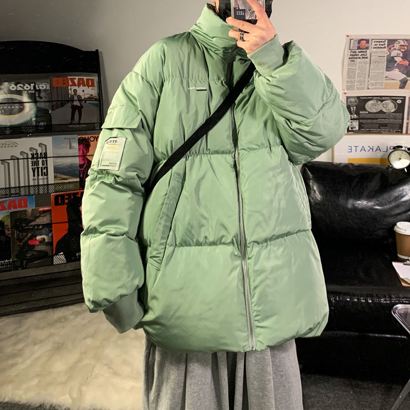 

2021 New Male Winter Loose Long Trench Heavy Snow Jacket Printing Parkas Cotton-quilted Coat Clothes -xl J7gj, Black