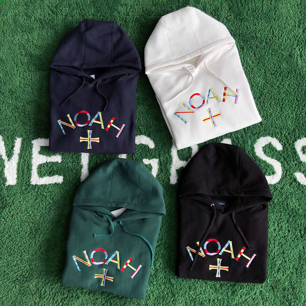 

Men's and women's hooded sweater Tested Noah cross color embroidery Hoodie American street Plush loose Hoodie Jacket, Black