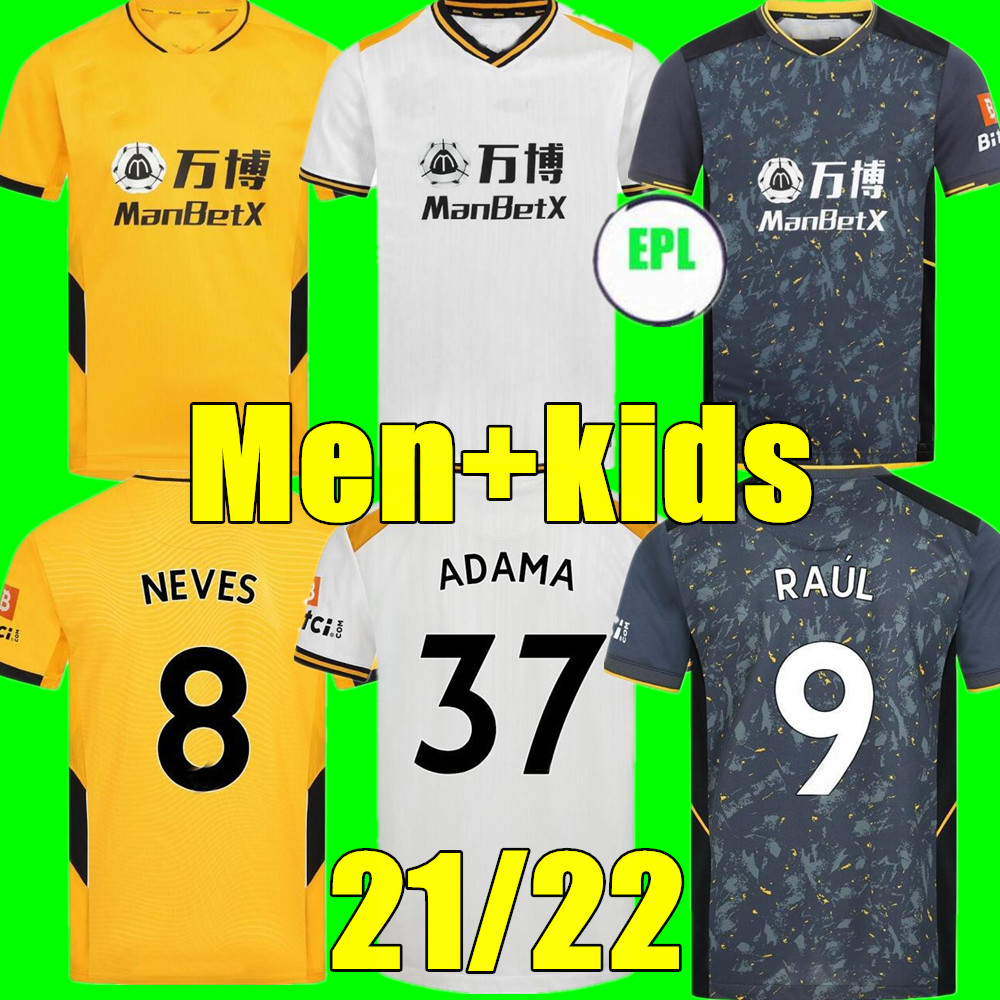 

21 22 Wolves soccer jerseys 2021 2022 home away 3rd NEVES RAUL ADAMA FÁBIO SILVA PODENCE OTTO CUTRONE football shirt GIBBS WHITE adult men + kids kit uniforms, Adult away+league patch