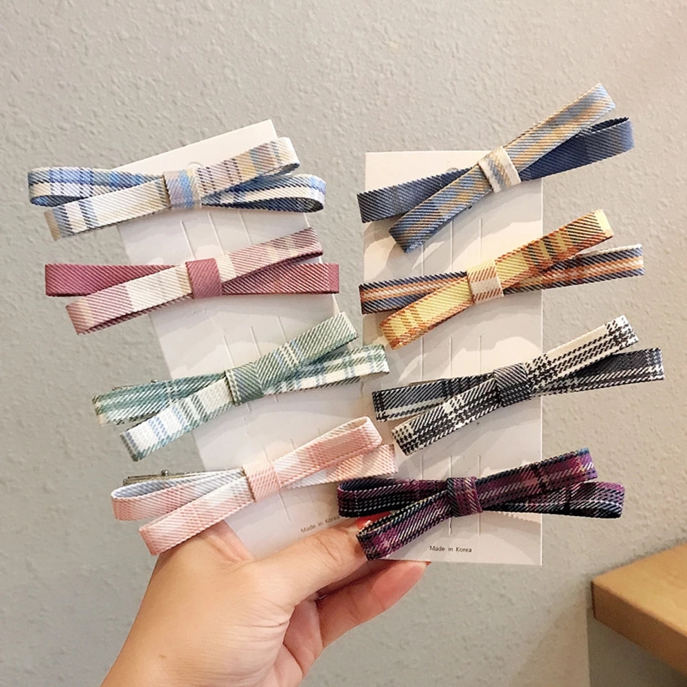 

Korean Style Bow Plaid Hairpin Clip Colorful Fabric Hairpins Female Hair Clip Vintage Multicolor Hairpin Accessories for Women
