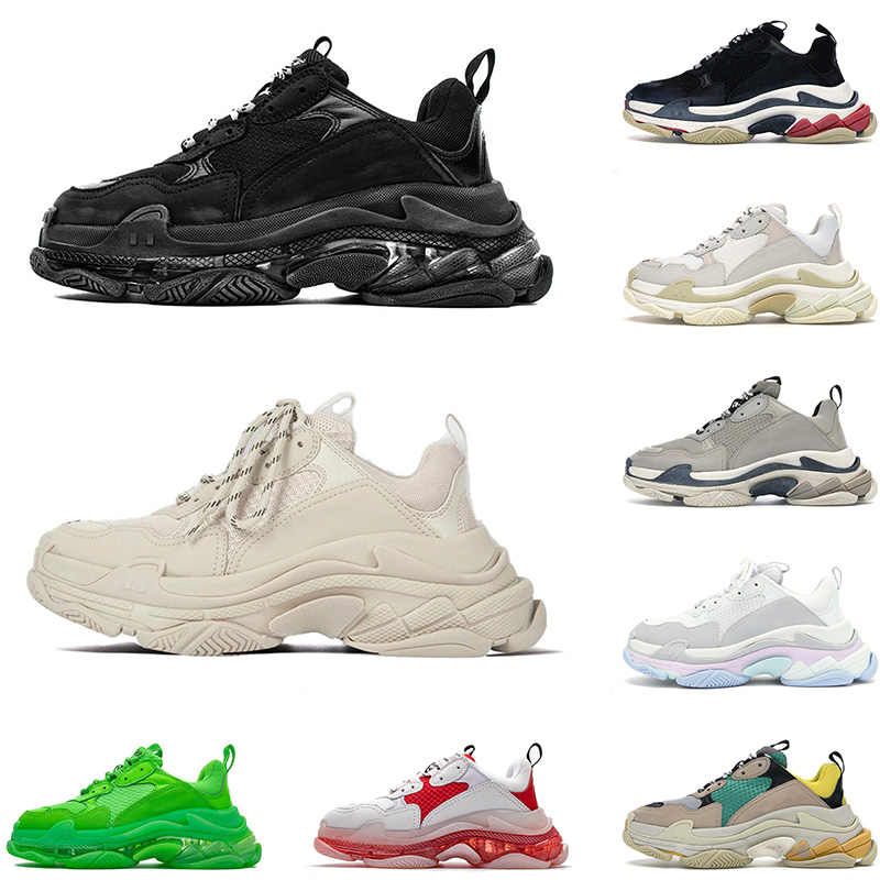 

Designer Platform Clear Sole Triple S Casual Shoes Balenciagas Mens Women 17FW Paris Vintage Old Crystal Bottom Black Beige Designers Running Sneakers, B24 36-40
