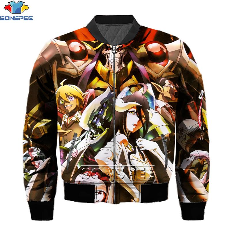 

Men's Jackets SONSPEE Japanese Anime Overlord 3D Printing Men Jacket Harajuku Streetwear Autumn Pilot Casual Sportswear Clothing Tops, Black;brown