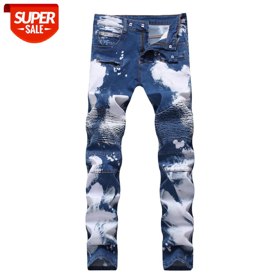 

Denim Designer For Men'S Bike Moto Jeans Stretch Straight OverSize 28-38 40 42 2021 Spring Sutumn Winter HIP HOP Punk Streetwear #8v2P, Black