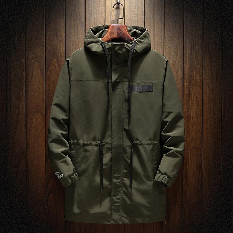 

Men's Jackets Green Jacket Autumn Winter Casual Fashion Mid-length Printing Hoodie Outdoor Sport Coat#g3, Black