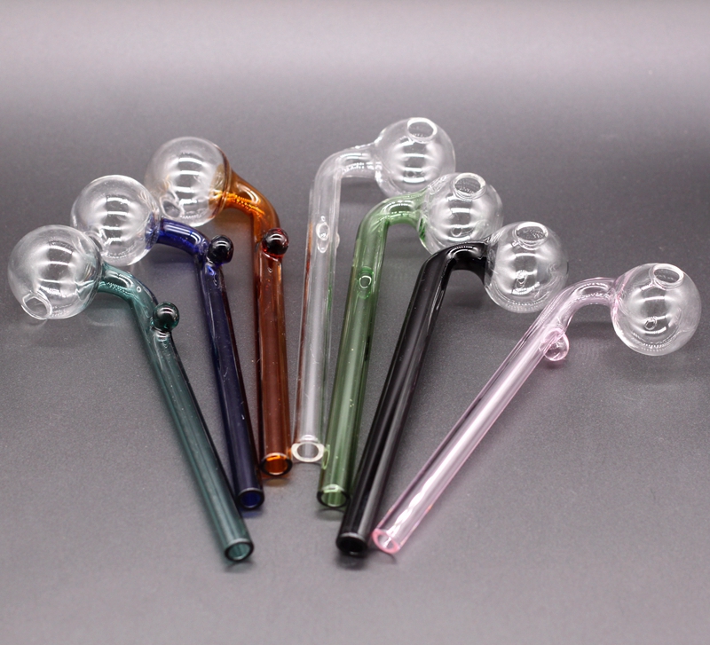 

New 5.5 Inch Curved Glass Oil burners Glass Bong Water Pipes with different colored balancer for smoking