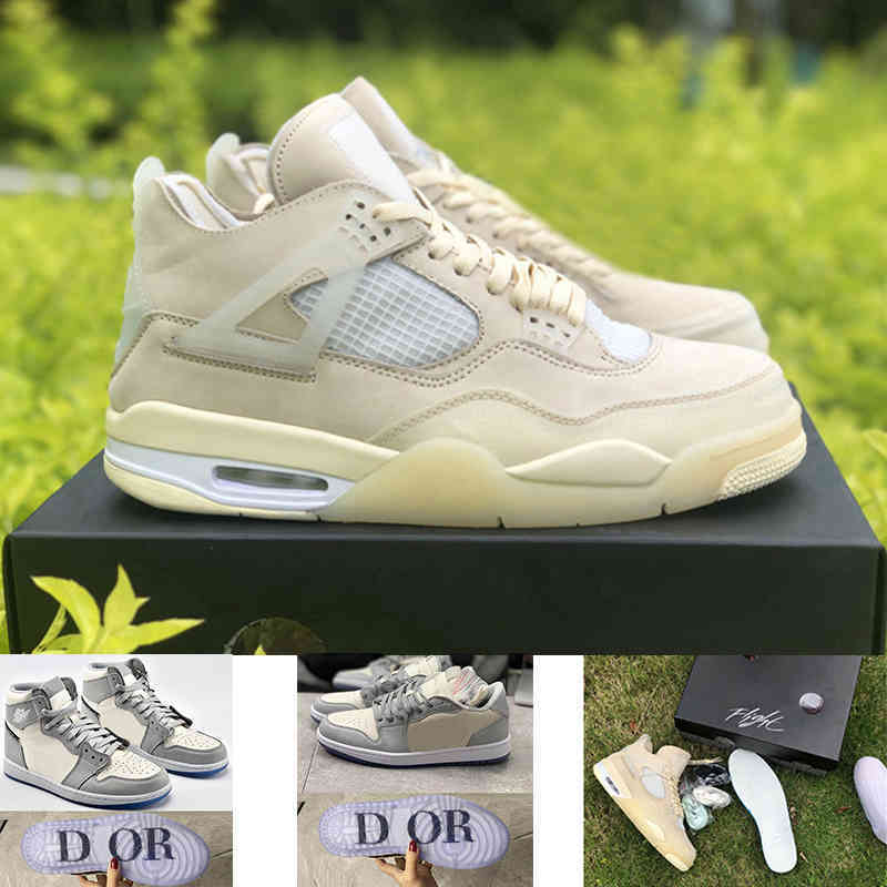 

With box Laces 2021 Top Quality Dio Jumpman Sail 4 1s Luxury Womens Mens Basketball Shoes Leather Mesh mens trainers sports sneakers 13