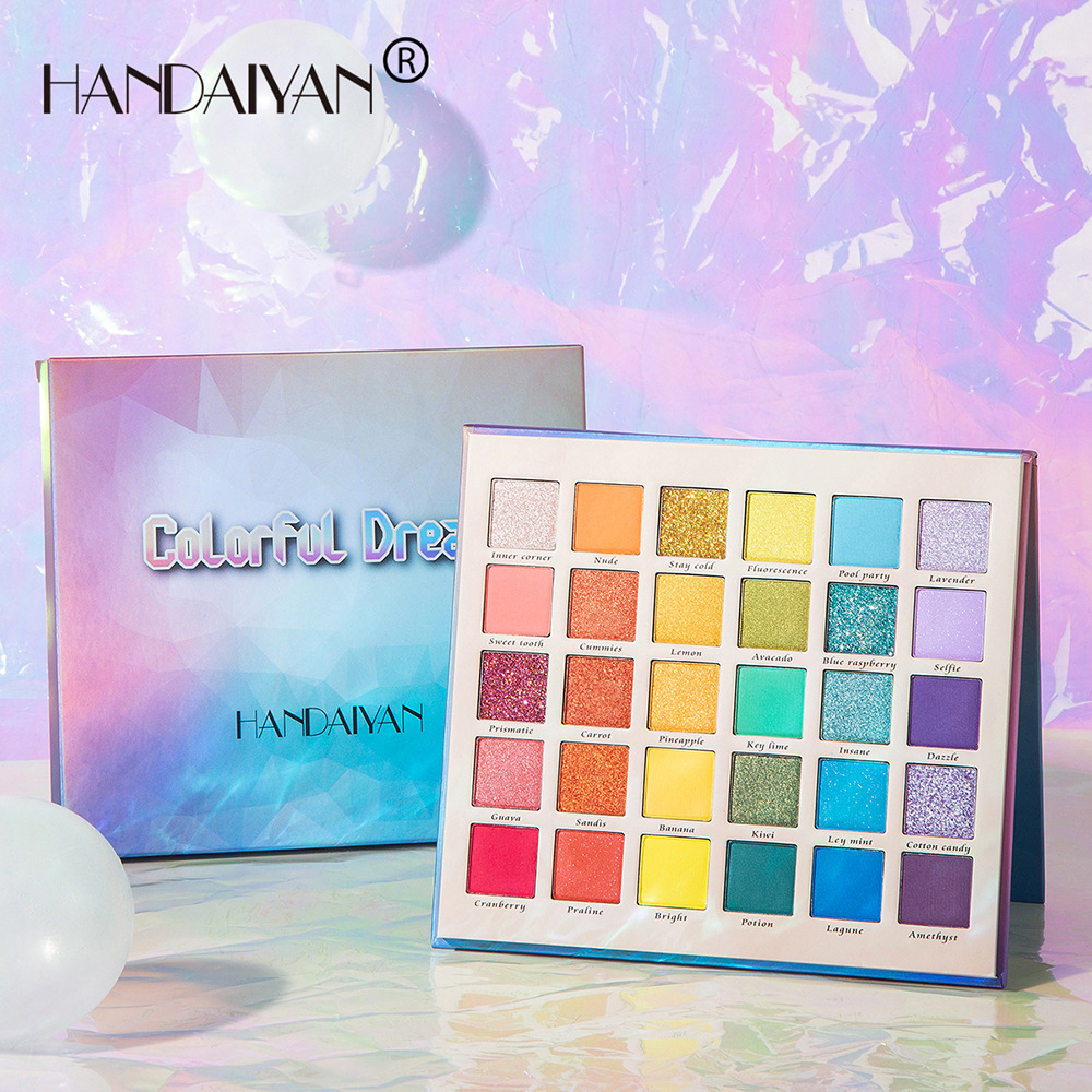 

HANDAIYAN 30 Colors Eyeshadow Pallete Shimmer Matellic Neon Makeup Palette Glitter Matte Shades Nude Blendable Pigment Powder, Customize