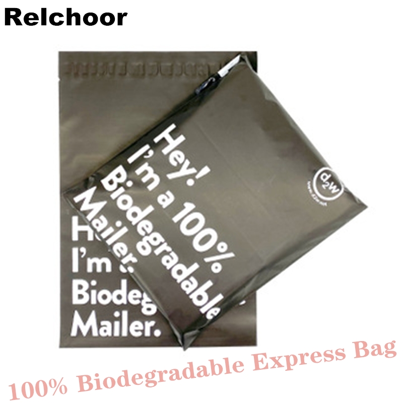 

50pcs Back 100% D2W Biodegradabe Courier Bag Eco Courier Waterproof Mai Bags Poy Maiers Sea Pastic Maiing Enveope Bag
