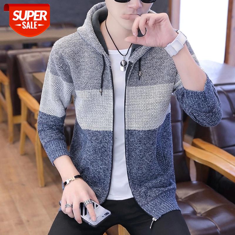 

2020 Cardigan Mens Clothing Sweater Fall Winter Long Sleeve Plus Size Knitted Clothes High Quality Korean Style Fashion Man Tops #X30Q, White;black