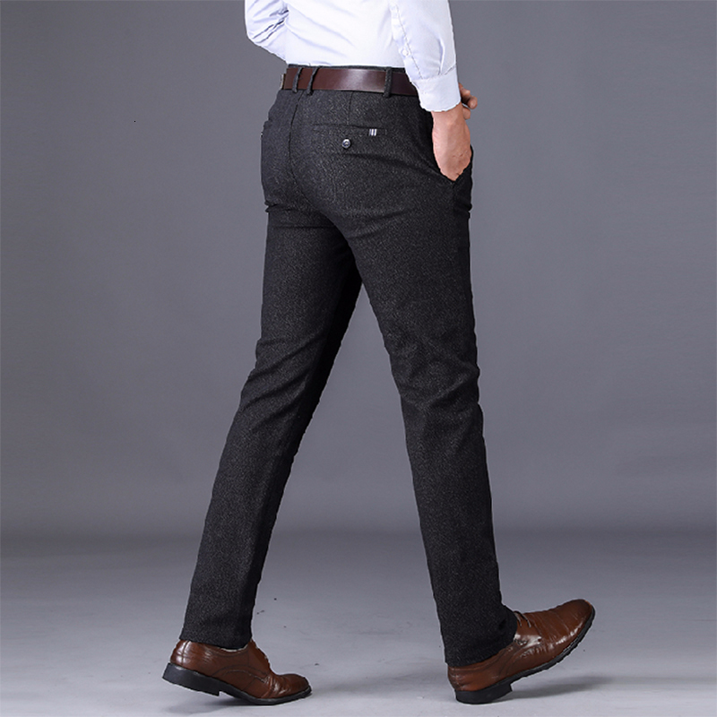 

2021 Brand New Spring Business Casual Pant Cotton Men Flat Mid Full Length Trouser High Quality Ahbw, 1807black