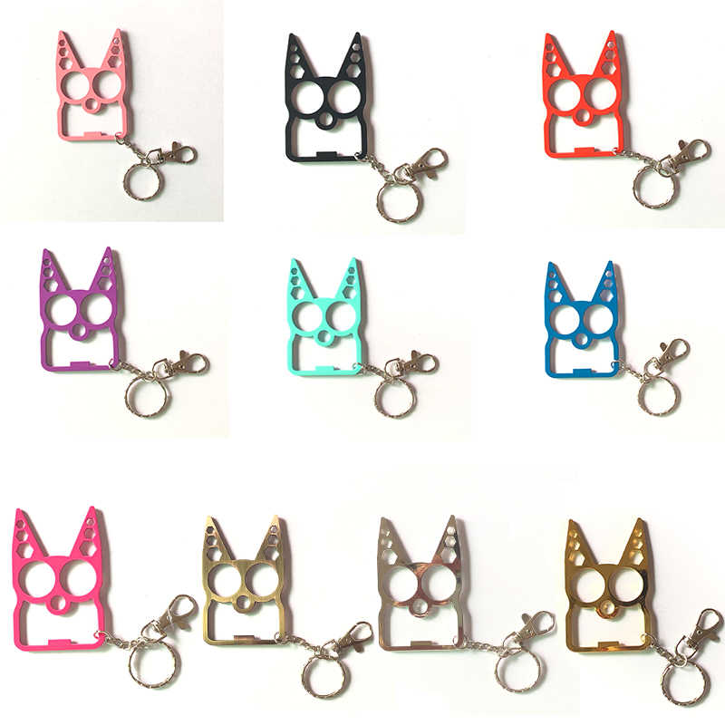 

Self Defense Multi Function Mental Cat Car Keychains Bottle Opener Creative Wrench Broken Window Key Chain Fashion Handbag Keychain Safety Keyring