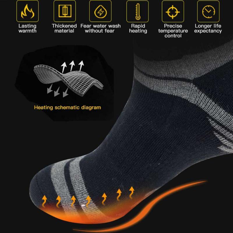 

2pcs Upgrade Heated Socks Electric Heated Socks Unisex Sport Rechargable Battery Warm Boot Feet Warmer Heating, Gray 2200mah