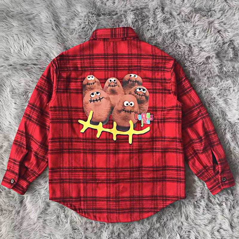 

2021 New Heavy Fabric Red Travis Scott Cactus Jack Flannel Jacket Hoodies Men Women Plaid Wool Jersey Coats Pullover Clothing 8pdx