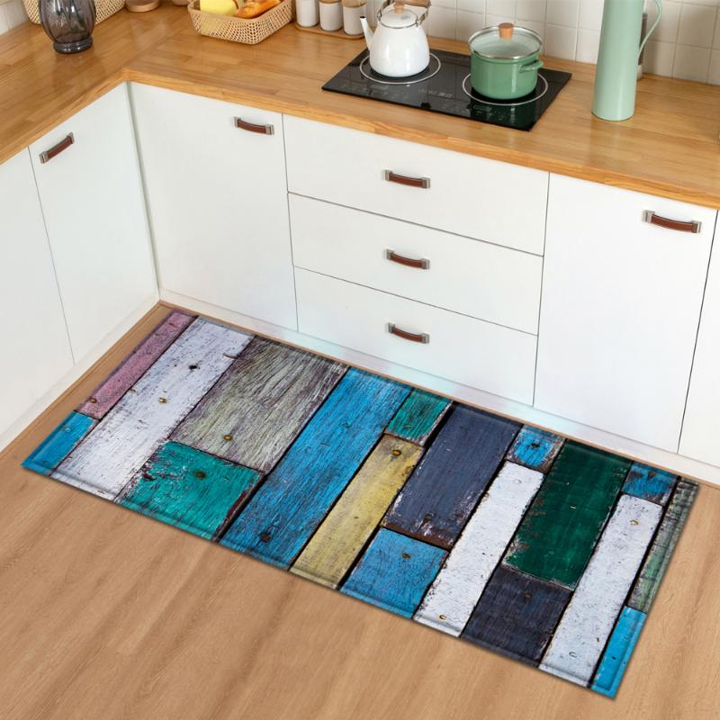 

Home Hallway Wood Grain Floor Mat DecorModern Kitchen Mat Bedroom Entrance Doormat Living Room Carpet Bathroom Anti-Slip Rug