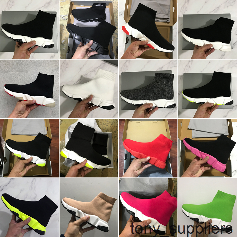 

2020 New Sneaker Trainer Sock Shoes Top Quality Fashion Triple Black Oreo Red Flat Men Women Casual Shoes Sport With Box Dust Bag