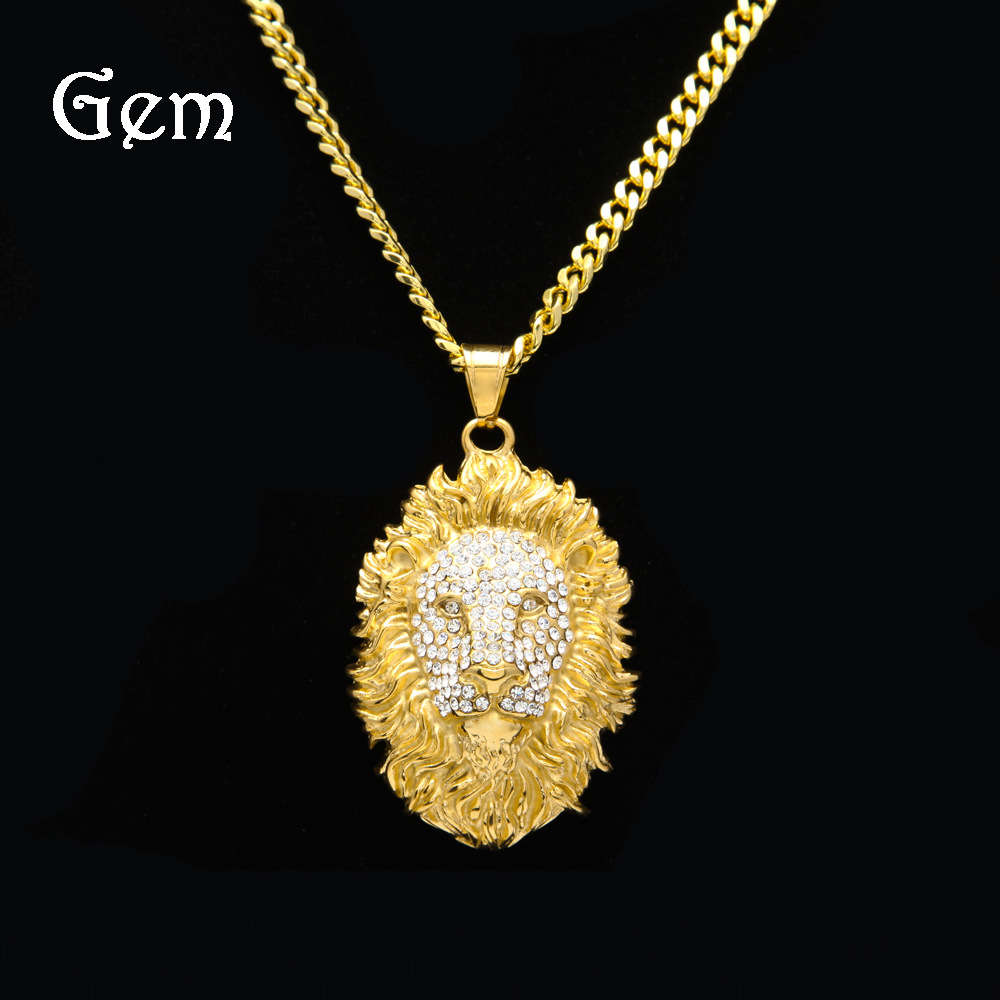 

Hot selling hip hop men's necklace diamond lion Pendant