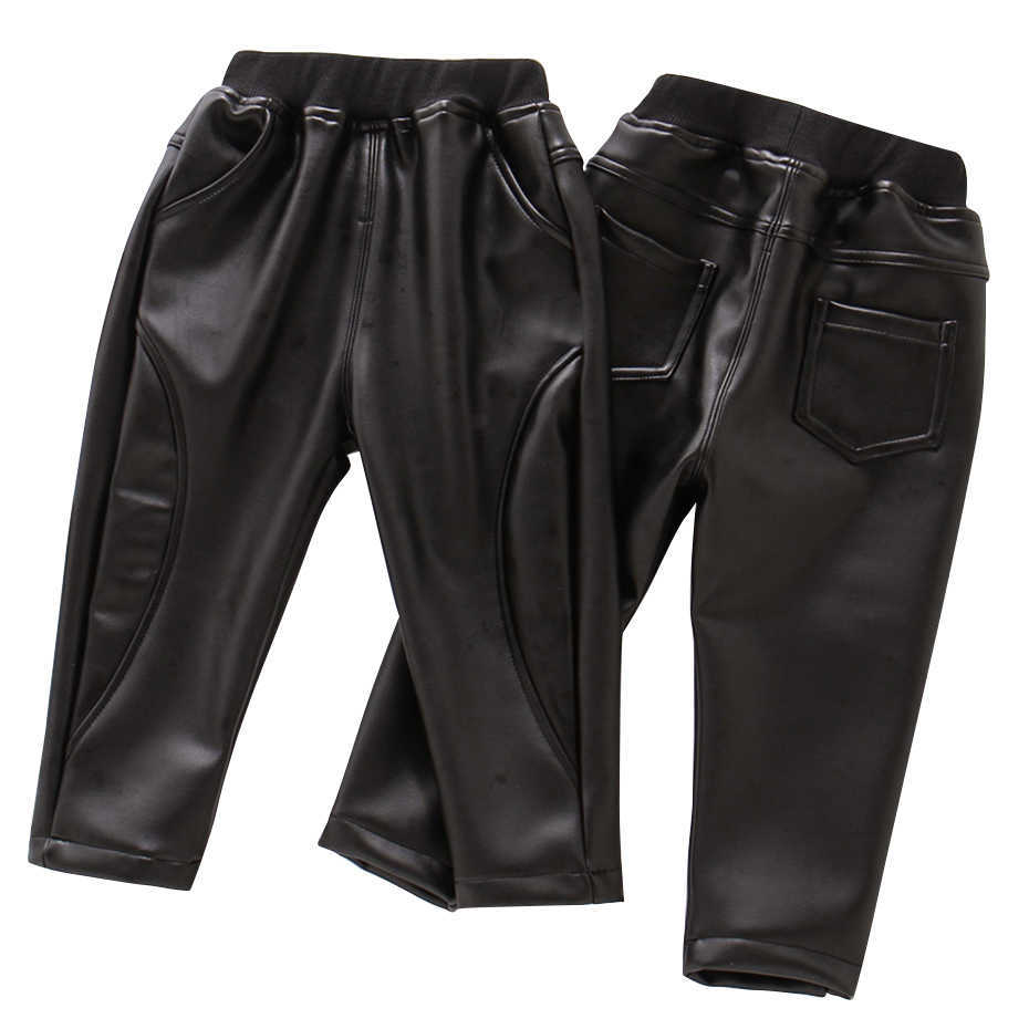 

Leather Pants For Boys Solid Color Girls Trousers Mid Wiat Children's Spring Autumn Toddler Clothes Girl 210528, As picture