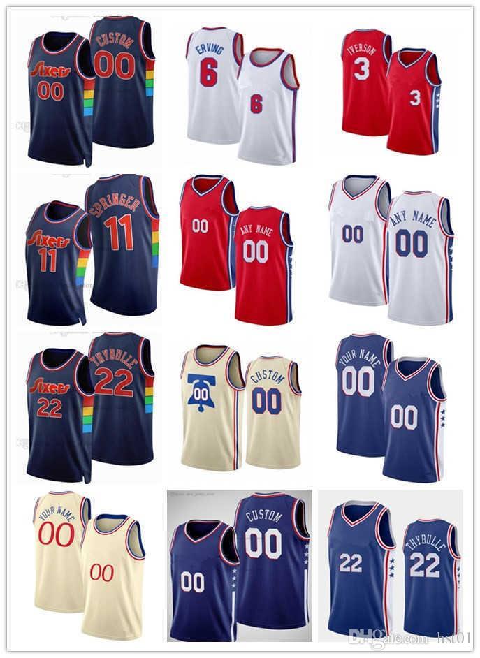 

75th Custom Jersey Philadelphia's MEN 76ers's Womns Youth 11 Jaden Springer 22 Matisse Thybulle Julius 6 Erving 0 Tyrese Maxey Bas, Color