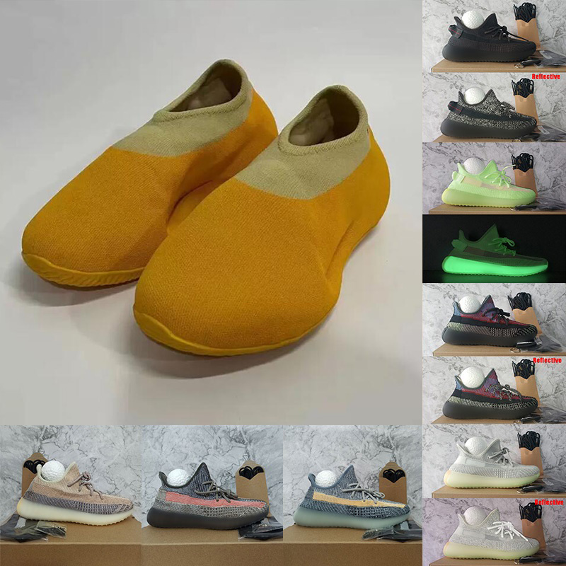 

2022 Knit Runner Running Shoes Sulfur Ye 3M V2 Run Sneakers Black Static MX Rock Blue Oat Carbon Yecheil Yeezreel Beluga Reflective Mono Mens Womens Trainers 36-48