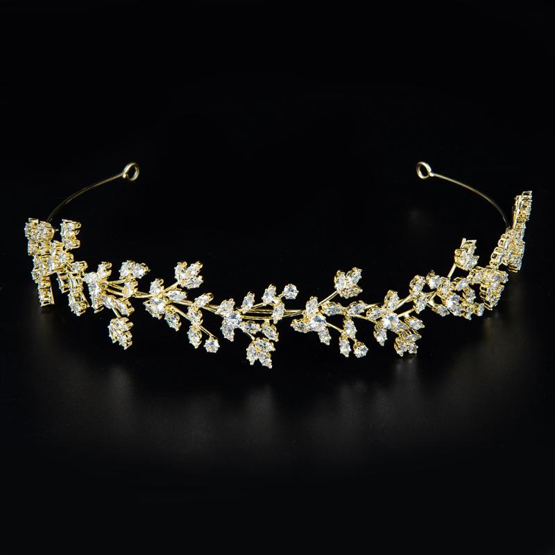 

Hair Clips & Barrettes Flower Leaf Gold Crystal Wedding Bridal Crown Tiaras Women Accessories Jewelry Girls Headpiece Prom Diadem Ornaments