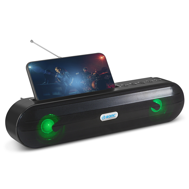 

Desktop Long Strip Colorful Light Speaker Portable Powerful Outdoor Music Player With Phone Holder Surround Soundbar Computer Speakers Rechargeable Battery