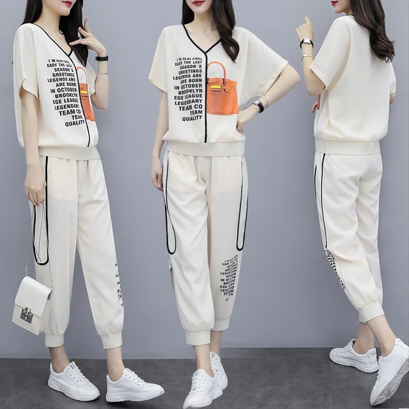 

tracksuits set sports 2 piece womens pants sets outfits summer two plus size for clothing fashion, White