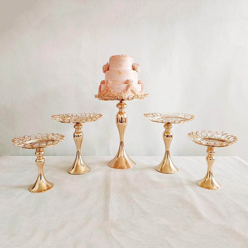 

Other Bakeware 5PCS/lot Wedding Cake Stand Set Gold Mirror Metal Cupcake Beautiful Tray