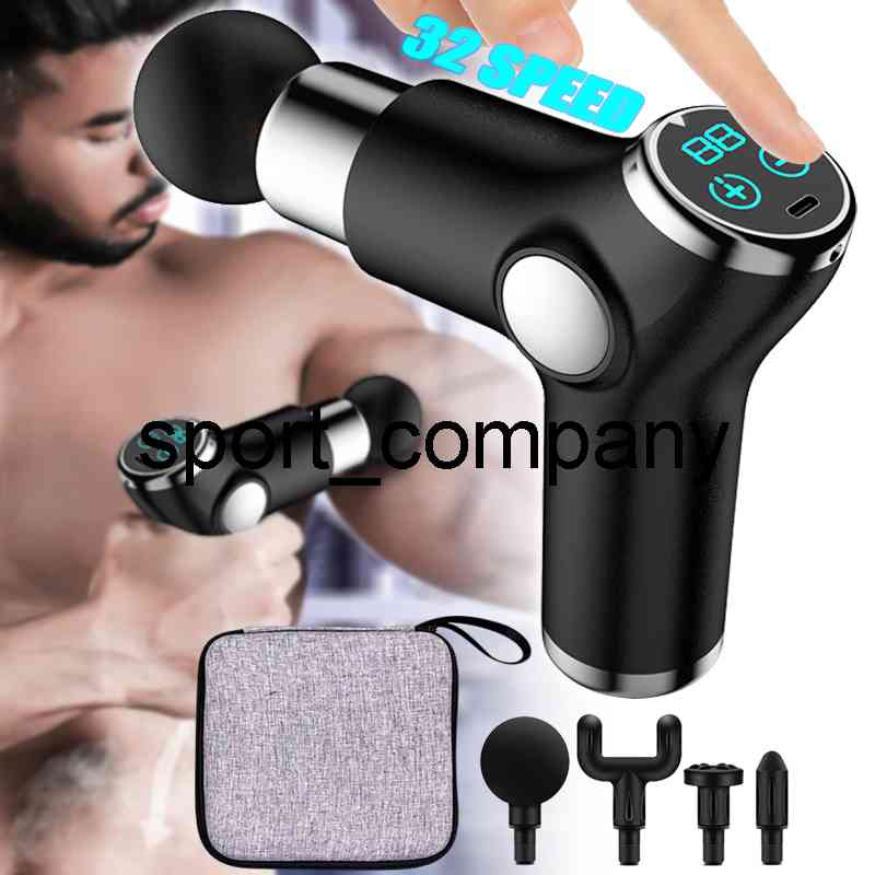 

32 Speeds Fascia Gun Mini Portable Massage Stick Fitness LCD Massage Relaxation Muscle Fascia Percussion Muscle Pain Releif Gun, Black