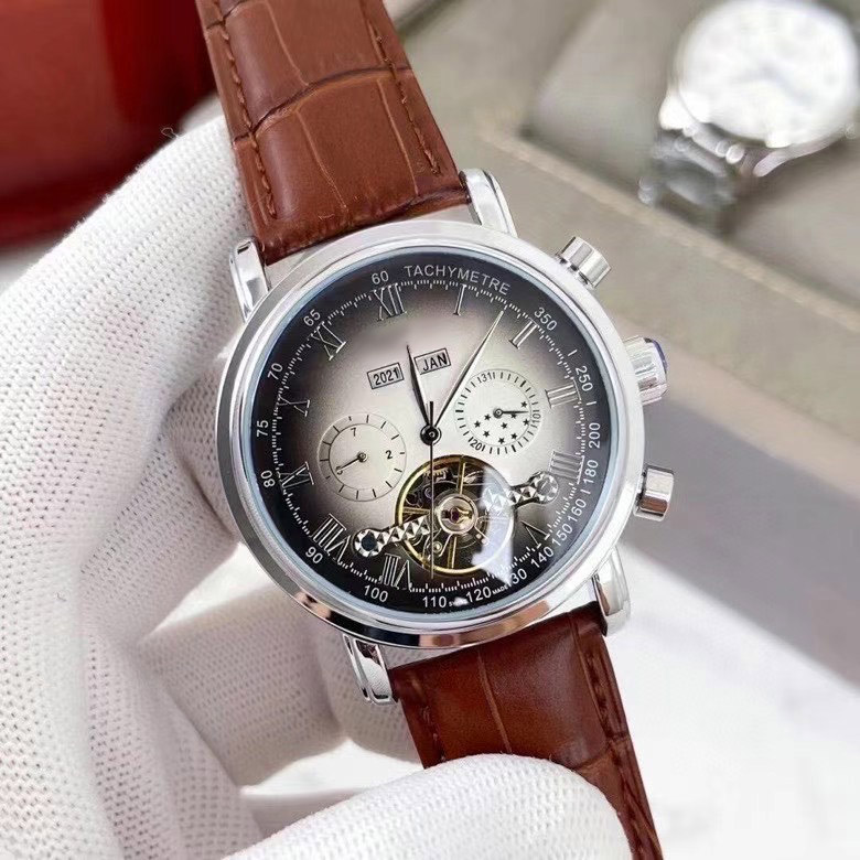 

Mens Designer Watches 42mm dial Genuine Leather Luxury Watch Mechanical Automatic Movement All Sub-dials work Wristwatches gift for man Valentine's Day present