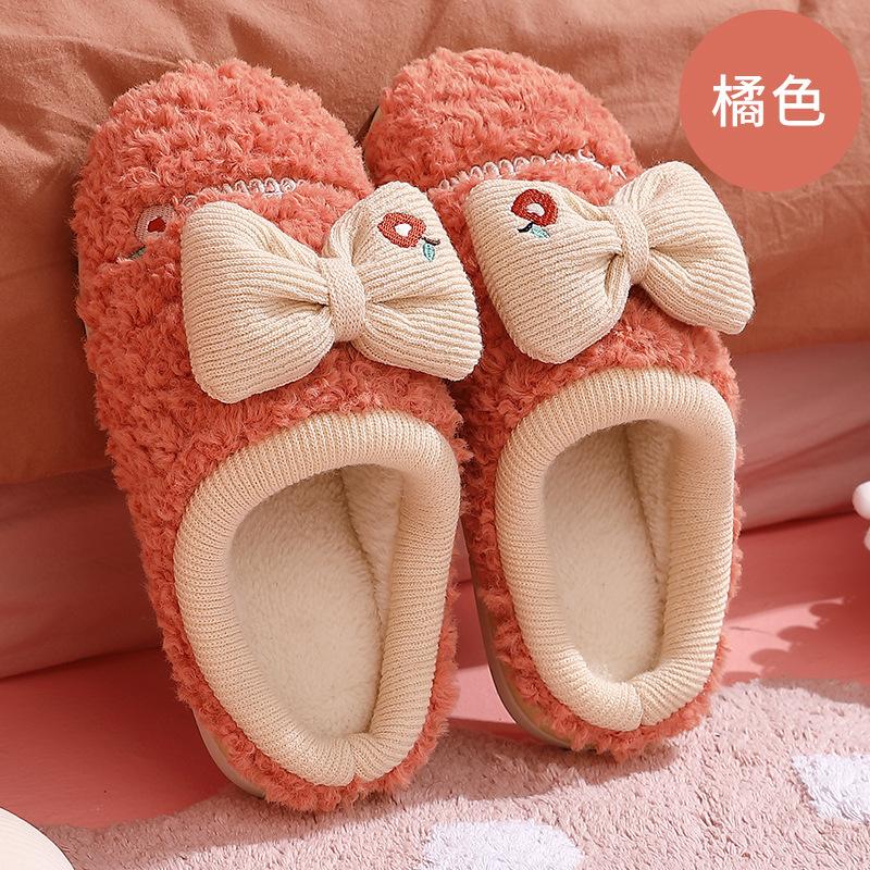 

Slippers Plush Women Winter Cute Bow Fashion Trend Explosion Models All-match Indoor Home Household Warm Men's Shoes, Blue
