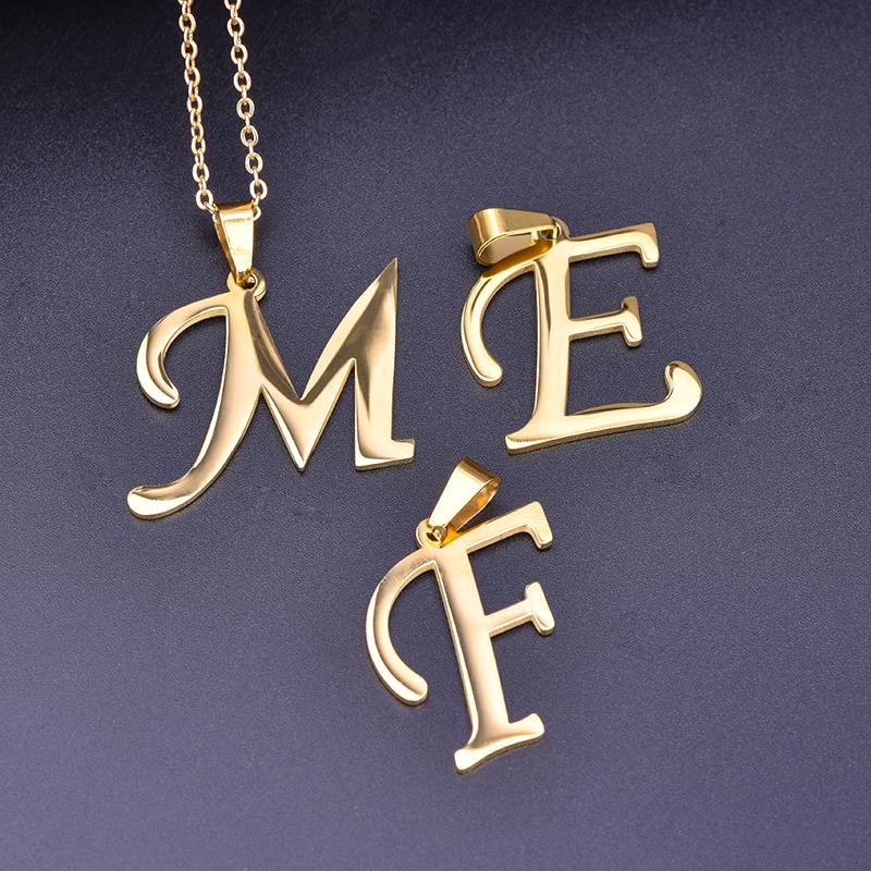 

Charms Gold Color Big Letter Script A-Z Name Initial Alphabet Chain Exaggerated Pendant Necklaces For Women Jewelry Accessories, Bronze;silver