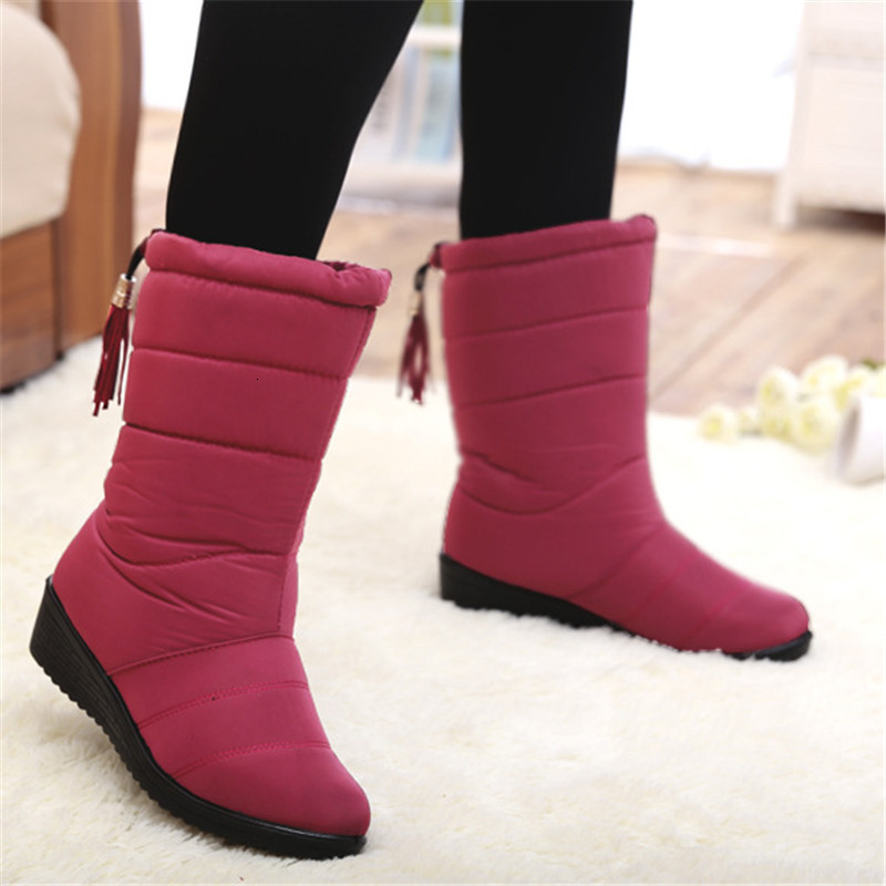 

New Women's Down to Winter Dwaterproof Water Girls Snow Ladies Hot Woman Shoes Mujer866 Boots Ncd5, Red