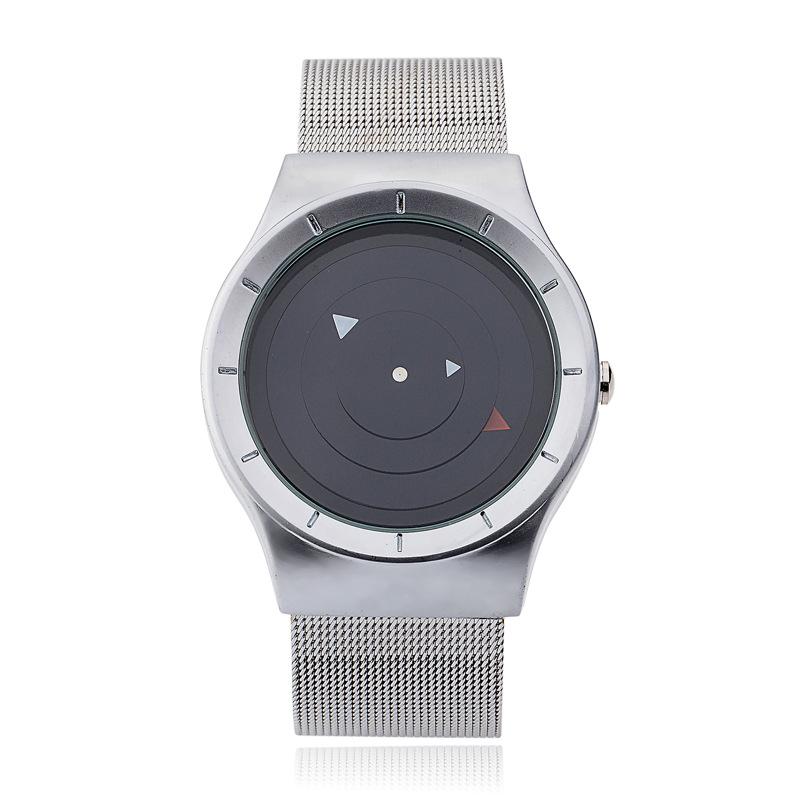 

Wristwatches Men's And Women's Watches Fashion Personality Rotating Dial Stainless Steel Mesh Belt Student Watch, Gold