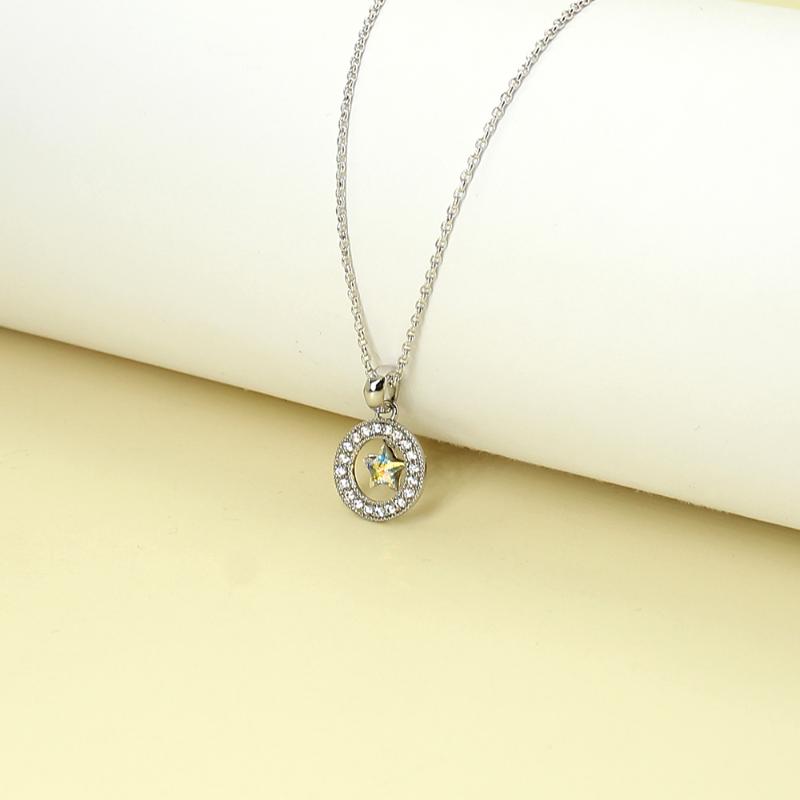 

Chokers Ethnic Jewelry Stars Pendant Necklace Female Cubic Zirconia Statement Crystal Charm Choker Chunky Sweater Chain For Women