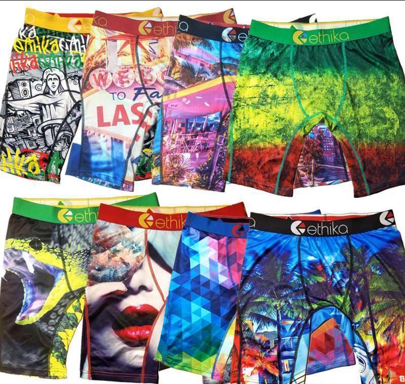 Luxury Plus Size Sexy Boxer Long Leg Print Hollywood Ethika Mens Underwear Men Knee Length Beach Underpants Man6783-image-663770601