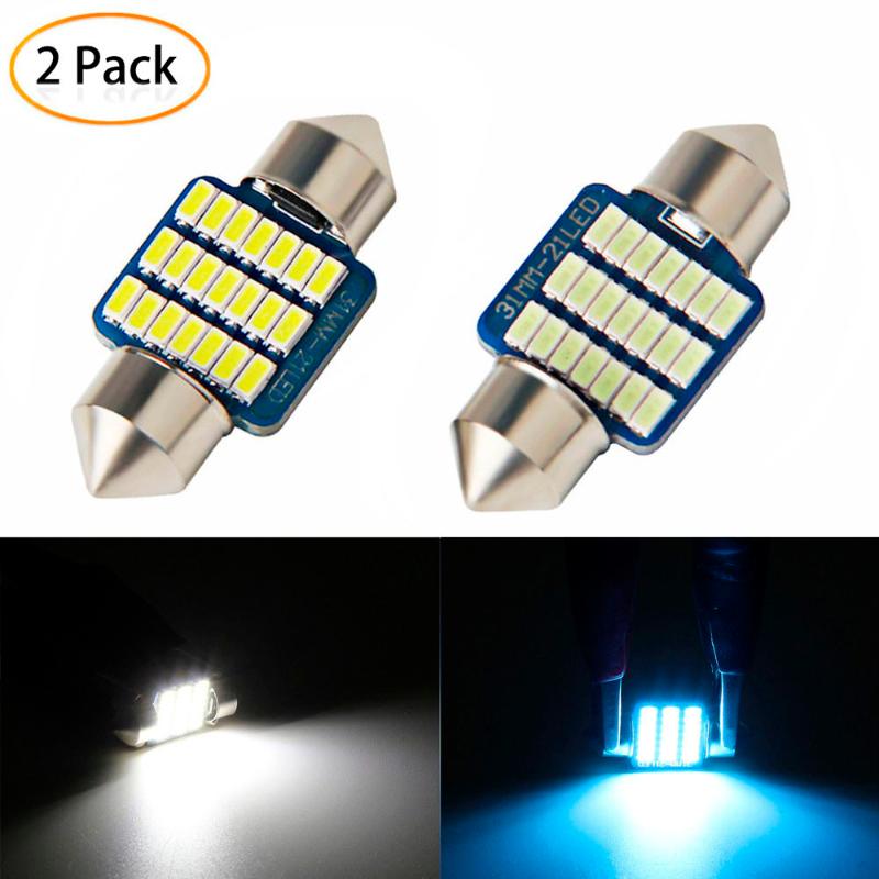 

Car Headlights Fast 2PCS 31MM 3014 21SMD LED Festoon Dome Interior Map Reading Light Blue White Evening Accessories #LR4