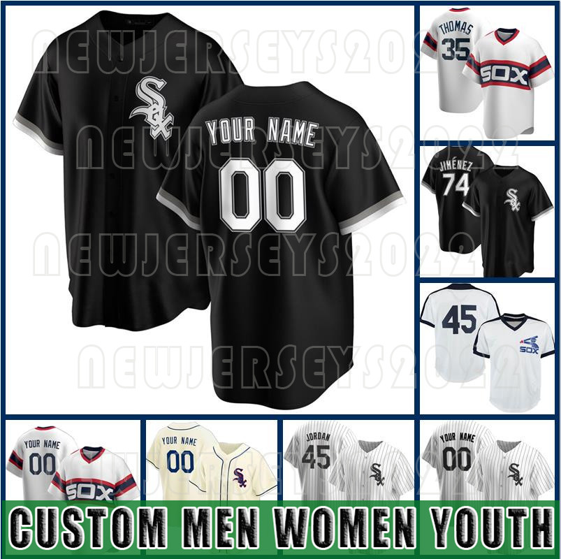 

74 Eloy Jimenez Custom Sox Baseball 8 Bo Jackson White Jersey 45 Michael 7 Tim Anderson Yoan Moncada Carlos Rodon Delmonico Eaton Stiever, Custom new retro(baiwa)