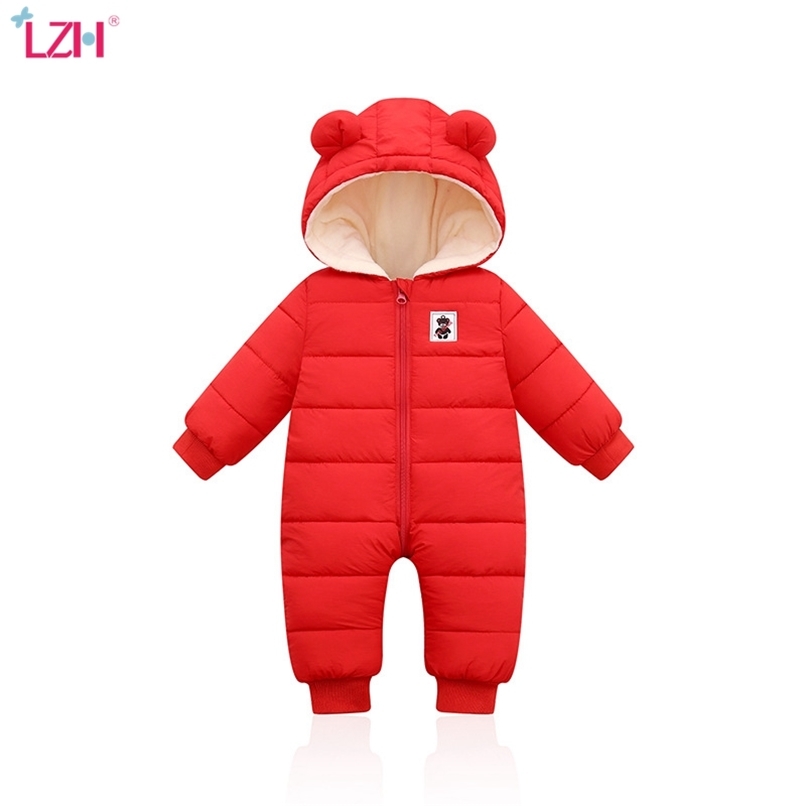 

LZH Children Winter Overalls For Baby Snowsuit Infant Boys Girls Romper Warm Jumpsuit born Clothes Christmas Costume 210729, Pink