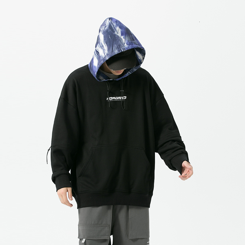 

2021 New Hip Hop Slices the Neck-neck Long Sleeves Hoodies Top Black White Male Hoodie Loose Casual Sweaters 51wc, Clamp